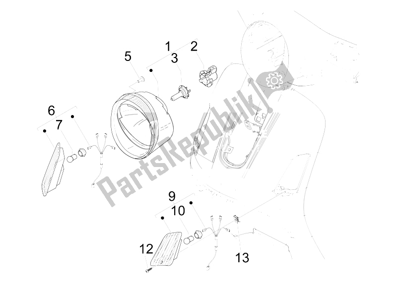 Toutes les pièces pour le Phares Avant - Clignotants du Vespa GTS 300 IE ABS China 2014