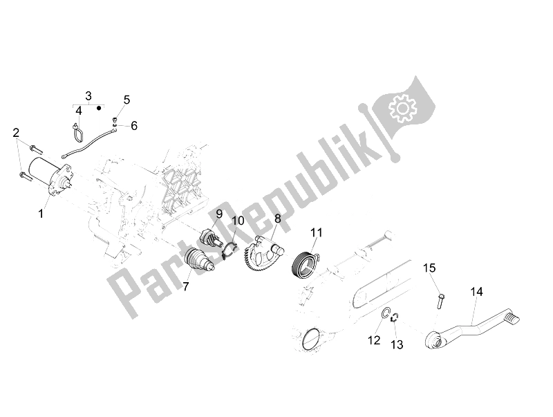 Toutes les pièces pour le Stater - Démarreur électrique du Vespa Vespa Primavera 50 2T EU Asia 2014