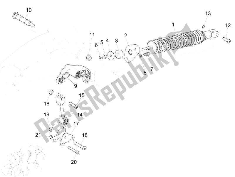 Tutte le parti per il Sospensione Posteriore - Ammortizzatore / I del Vespa 946 150 4T 3V ABS Armani USA 2015