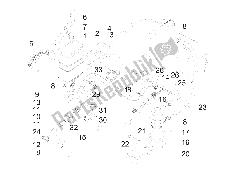 Toutes les pièces pour le Système Anti-percolation du Vespa LXV 150 4T USA 2009