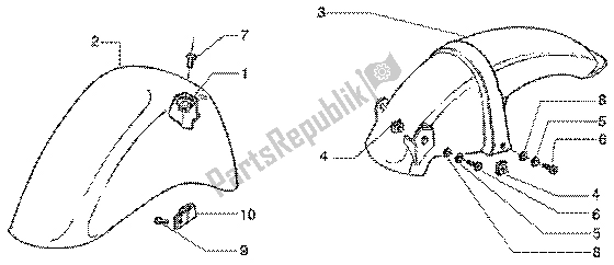 Toutes les pièces pour le Garde-boue Avant Et Arrière du Vespa ET4 125 Leader 2000