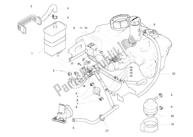 Toutes les pièces pour le Système Anti-percolation du Vespa S 150 4T 3V IE Vietnam 2012