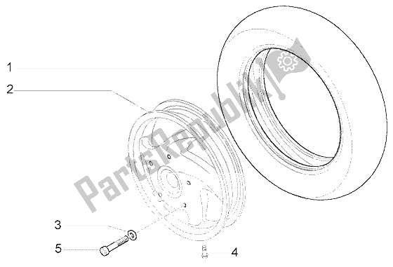 All parts for the Front Wheel of the Vespa LX 50 2T 2005