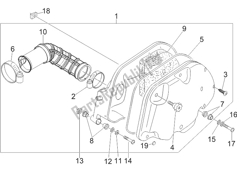 Toutes les pièces pour le Filtre à Air du Vespa GTS 250 USA 2005