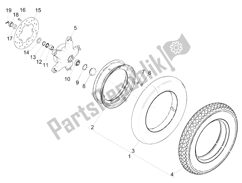 Alle onderdelen voor de Voorwiel van de Vespa Vespa PX 150 EU Asia 2011