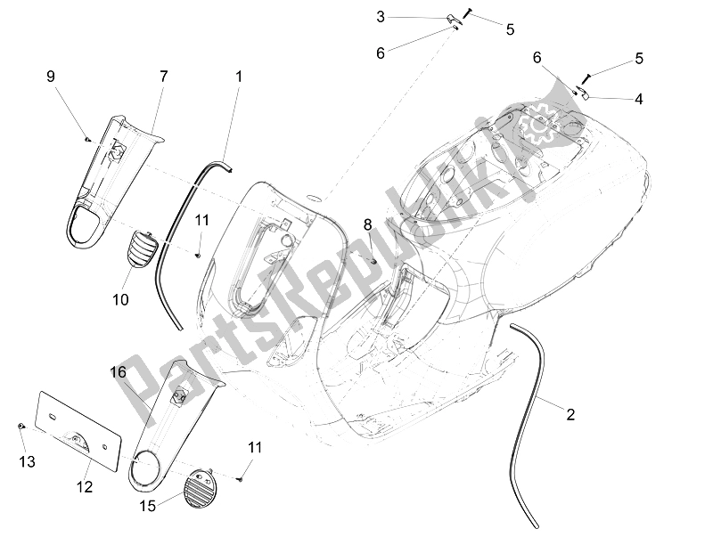 Toutes les pièces pour le Bouclier Avant du Vespa LXV 150 4T 3V E3 Vietnam 2014