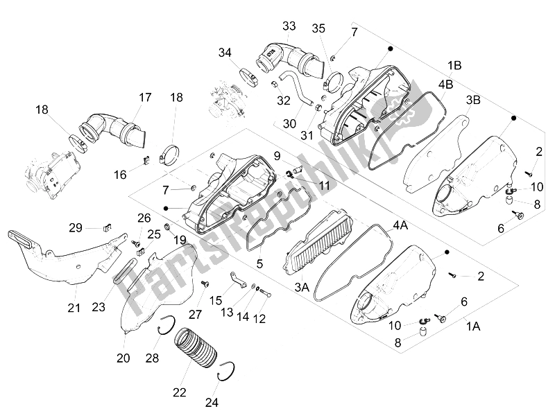Tutte le parti per il Filtro Dell'aria del Vespa LX 150 4T 3V IE 2012