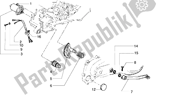 Alle onderdelen voor de Starthendel Voor Motorstarter van de Vespa ET2 Iniezione 50 1998