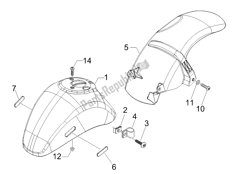 Toutes les pièces pour le Logement De Roue - Garde-boue du Vespa LXV 150 4T USA 2007