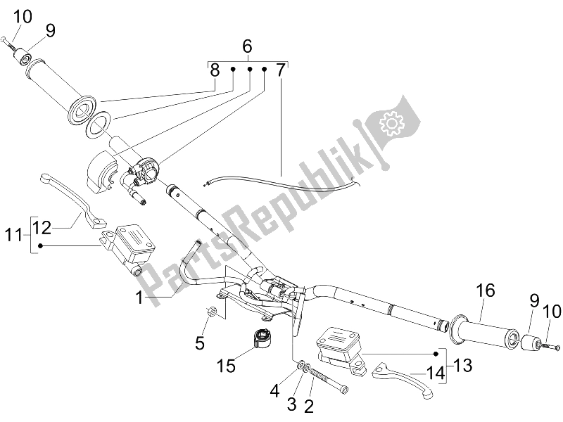 Todas las partes para Manillar - Master Cil. De Vespa GTV 250 IE 2006