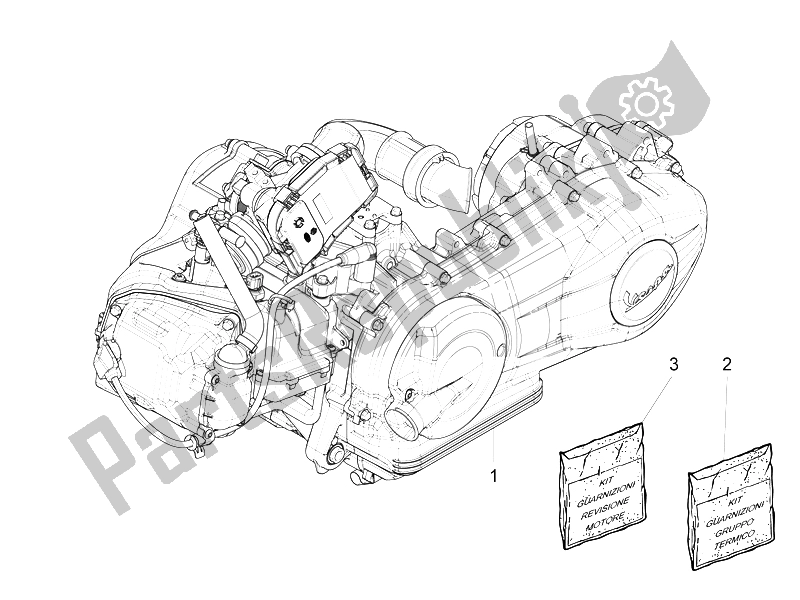 All parts for the Engine, Assembly of the Vespa S 125 4T 3V E3 IE Vietnam 2012