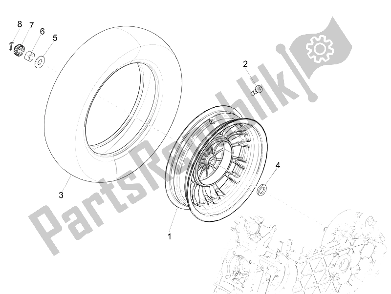 Toutes les pièces pour le Roue Arrière du Vespa Sprint 50 2T2V 2014