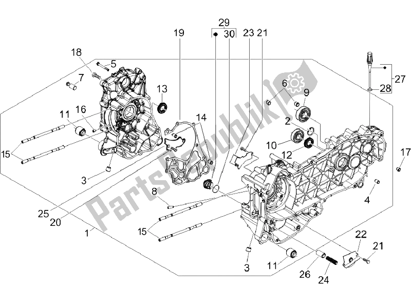 Toutes les pièces pour le Carter du Vespa S 125 4T IE E3 Vietnam 2011