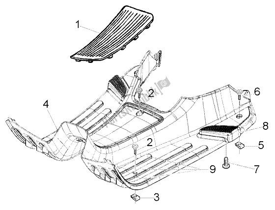 Toutes les pièces pour le Planche De Pied - Tapis En Caoutchouc du Vespa LX 150 2005