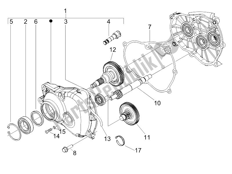 All parts for the Reduction Unit of the Vespa LX 150 4T E3 2006