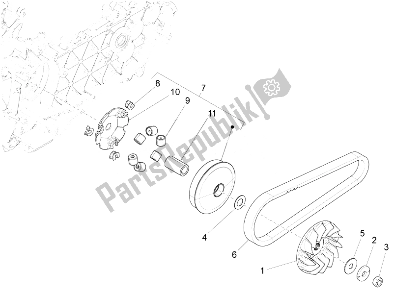 Toutes les pièces pour le Poulie Motrice du Vespa 946 125 2014