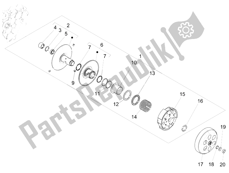 Tutte le parti per il Puleggia Condotta del Vespa S 125 4T 3V E3 IE Vietnam 2012