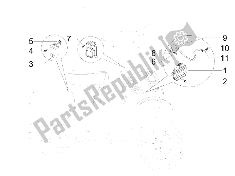 Tutte le parti per il Regolatori Di Tensione - Centraline Elettroniche (ecu) - H. T. Bobina del Vespa S 150 4T Vietnam 2009