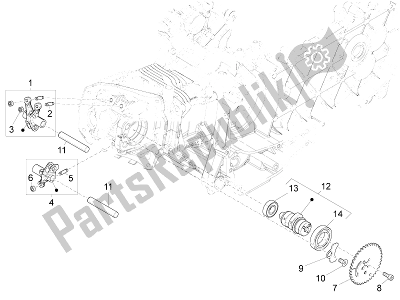 Toutes les pièces pour le Leviers à Bascule Support Unité du Vespa Vespa 125 4T 3V IE Primavera EU 2014