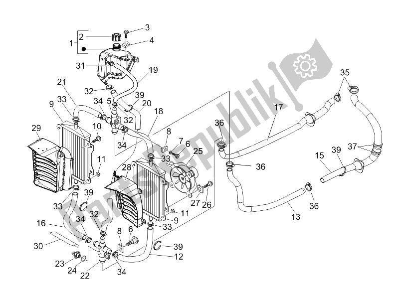 Toutes les pièces pour le Système De Refroidissement du Vespa Granturismo 125 L E3 2006