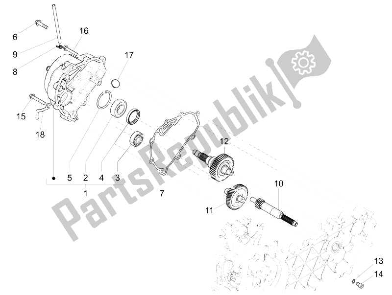 All parts for the Reduction Unit of the Vespa 150 Sprint 4T 3V IE Vietnam 2015