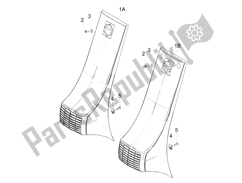 All parts for the Front Covers - Mudflaps of the Vespa PX 125 2011