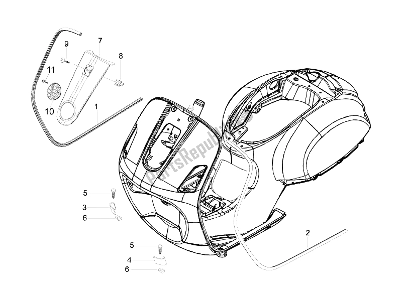 Todas las partes para Escudo Delantero de Vespa LXV 125 4T IE E3 2010