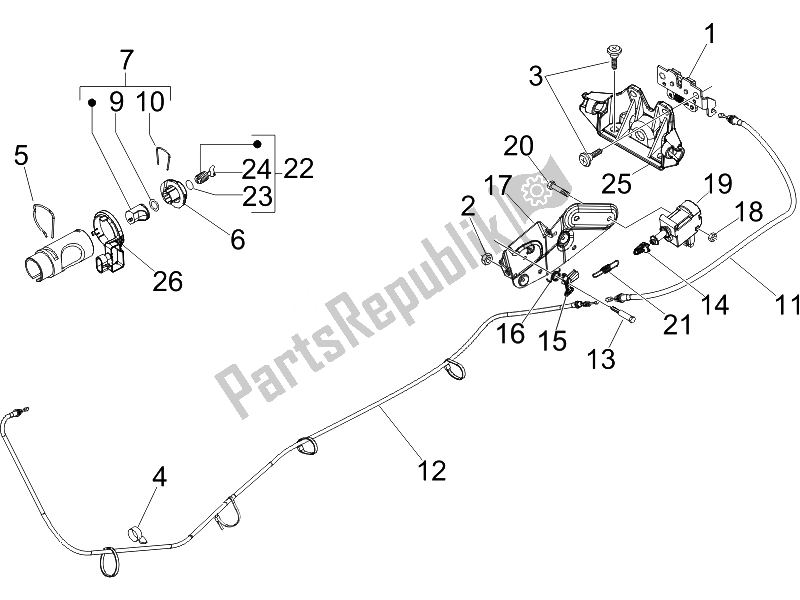 All parts for the Locks of the Vespa GTS 125 4T E3 UK 2007