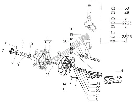 Todas as partes de Suspensão Da Roda Dianteira do Vespa LX 50 2T 2005