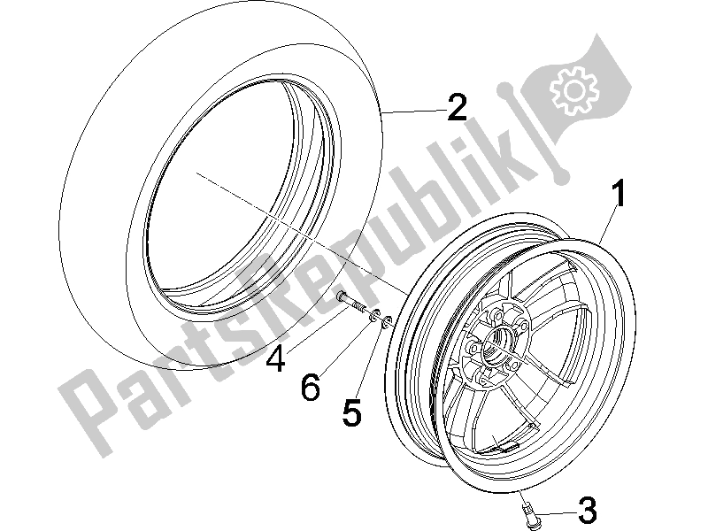 Toutes les pièces pour le Roue Avant du Vespa Granturismo 200 L USA 2006