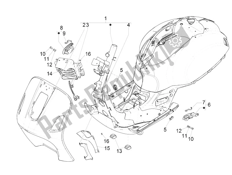 All parts for the Frame/bodywork of the Vespa Vespa GTS 125 4T E4 ABS EU 2016