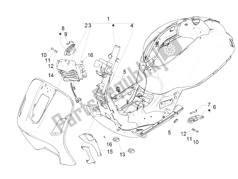 Toutes les pièces pour le Cadre / Carrosserie du Vespa Vespa GTS 150 4T E4 ABS EU 2016