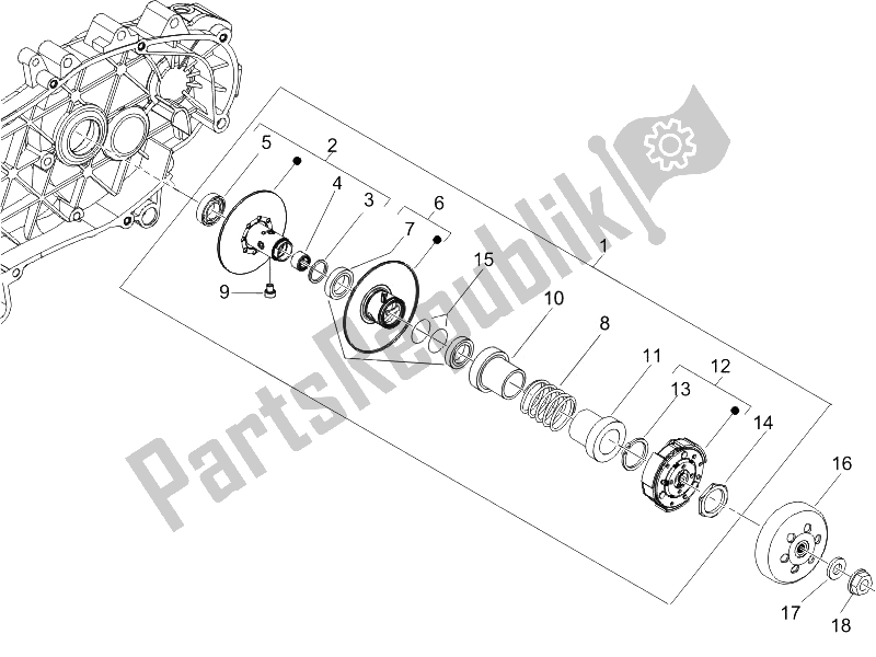 Toutes les pièces pour le Poulie Menée du Vespa LXV 125 4T E3 2006