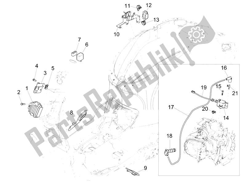 Wszystkie części do Regulatory Napi? Cia - Elektroniczne Jednostki Steruj? Ce (ecu) - H. T. Cewka Vespa 150 4T 3V IE Primavera Vietnam 2014