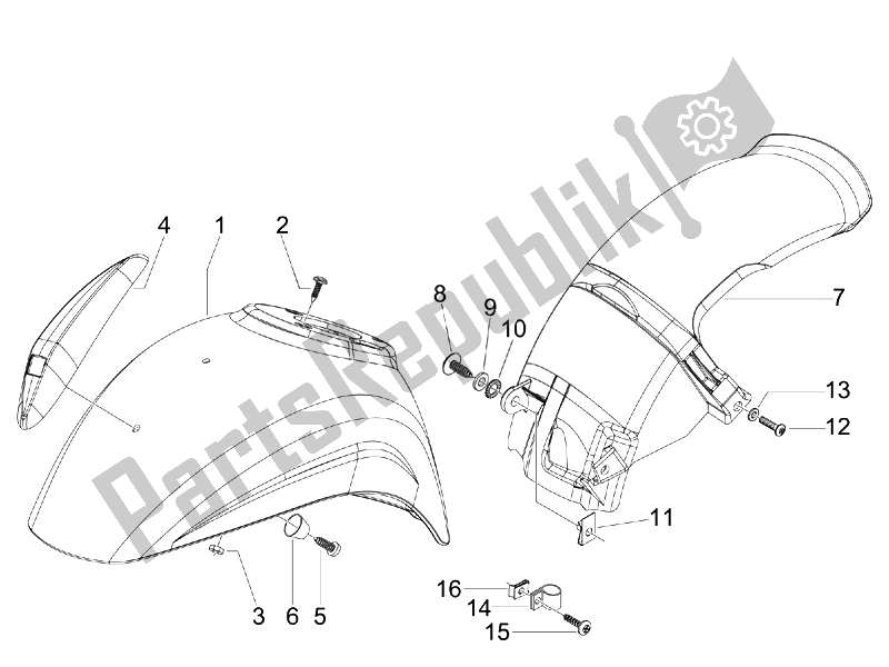Toutes les pièces pour le Logement De Roue - Garde-boue du Vespa S 50 4T 2V 25 KMH NL 2010