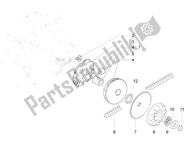 All parts for the Driving Pulley of the Vespa Vespa Sprint 50 4T 4V USA Canada 2014