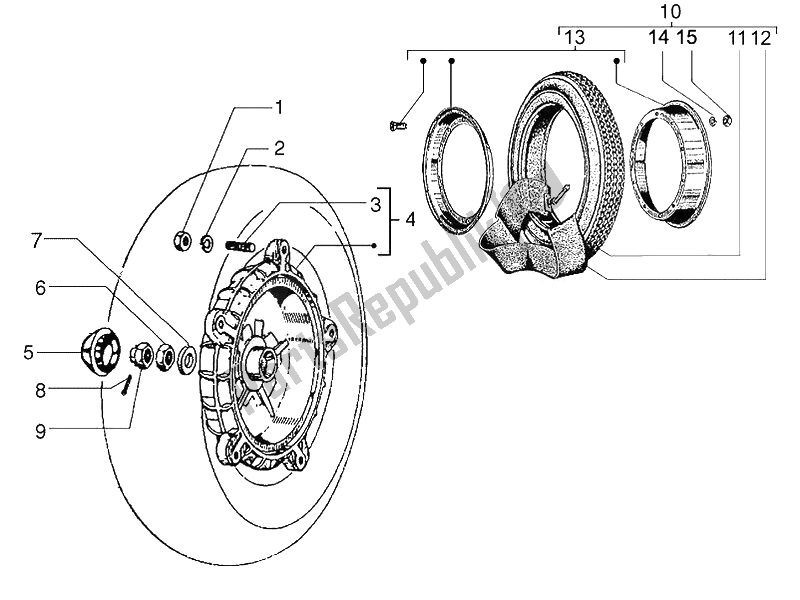 Tutte le parti per il Ruota Posteriore del Vespa PX 150 2011