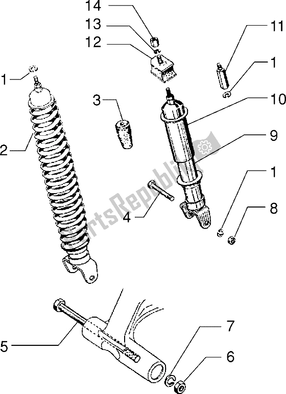 All parts for the Rear Shock Absorber of the Vespa PX 200 E 1985