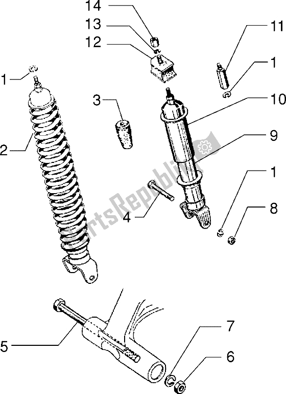Todas las partes para Amortiguador Trasero de Vespa PX 200 E 1985
