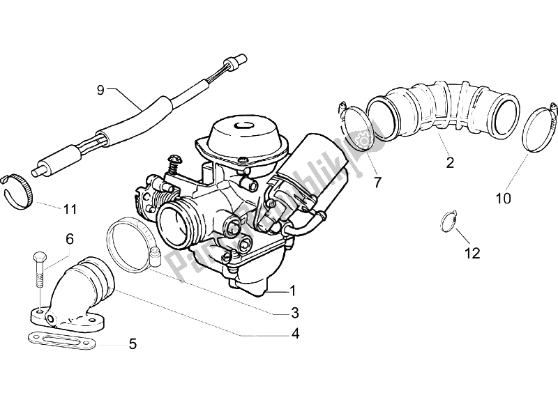 Toutes les pièces pour le Carburateur, Montage - Tuyau Union du Vespa LX 150 4T E3 2009