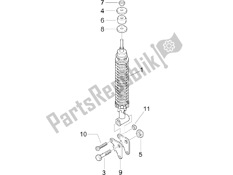 Wszystkie części do Tylne Zawieszenie - Amortyzator / I Vespa LX 150 4T E3 Vietnam 2009