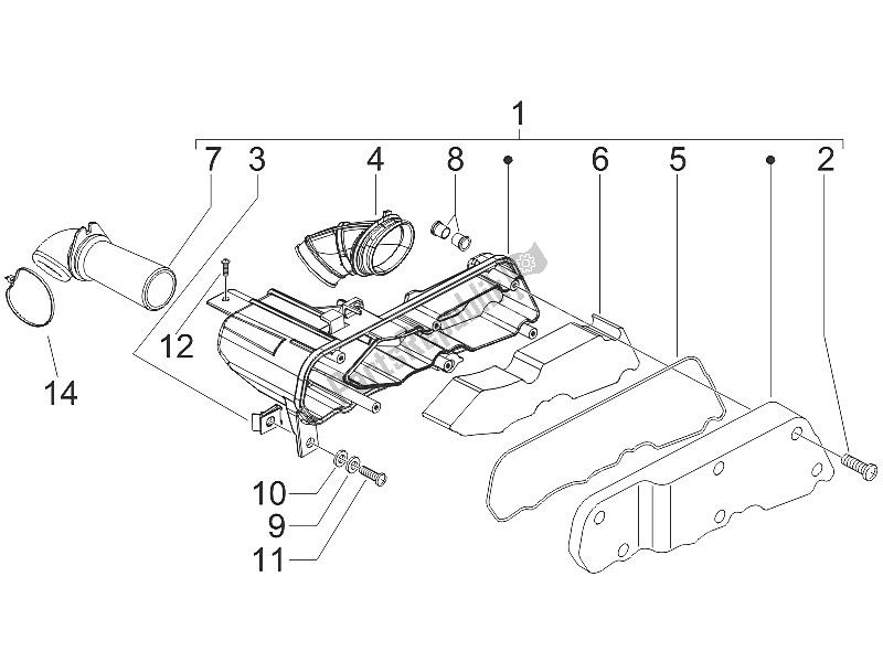 All parts for the Air Filter of the Vespa LXV 50 2T CH 2006