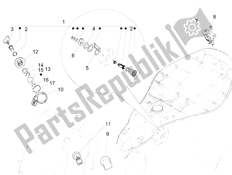 Toutes les pièces pour le Serrures du Vespa 946 150 4T 3V ABS Armani USA 2015