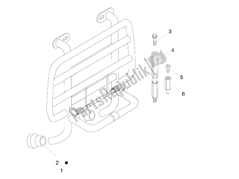 Tutte le parti per il Portapacchi Anteriore del Vespa LX 50 4T 2V 25 KMH Touring NL 2011