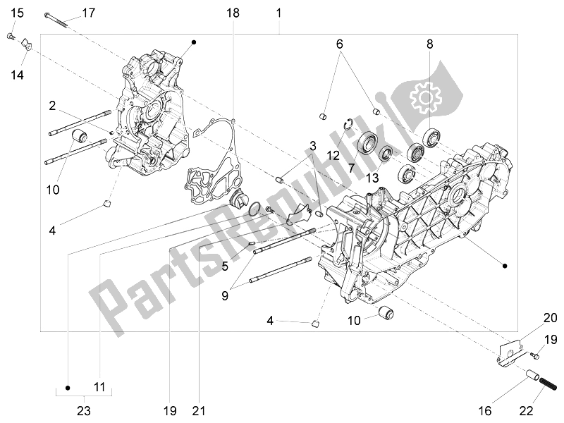 Tutte le parti per il Carter del Vespa 150 Sprint 4T 3V IE USA 2014