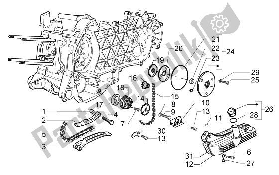 Toutes les pièces pour le Groupe Pompe-carter D'huile du Vespa Granturismo 125 L 2003