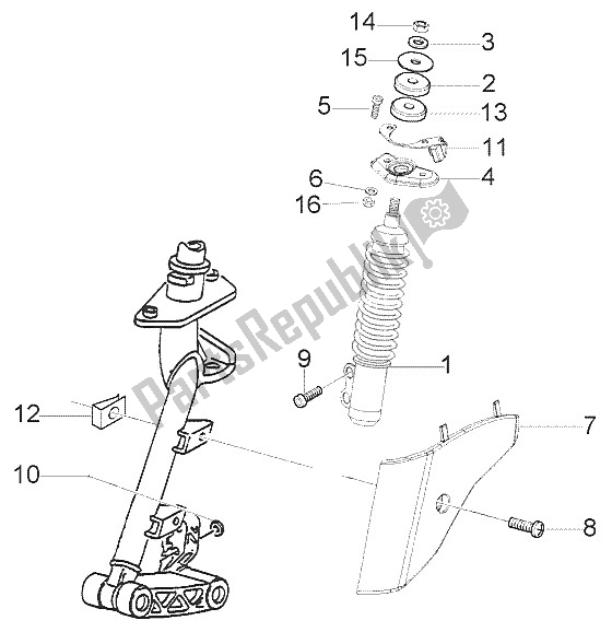 Alle onderdelen voor de Demper Voor van de Vespa LX 50 2T 2005