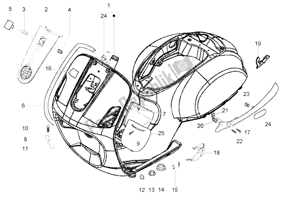 Toutes les pièces pour le Chasis du Vespa LX 125 2005