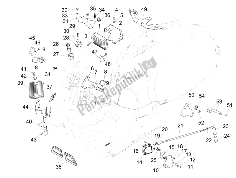 Alle onderdelen voor de Spanningsregelaars - Elektronische Regeleenheden (ecu) - H. T. Spoel van de Vespa Vespa GTS 300 IE ABS USA Canada 2014