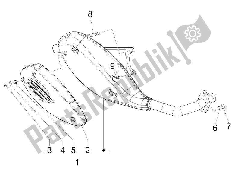 Toutes les pièces pour le Silencieux du Vespa LX 50 4T 4V NL 2011